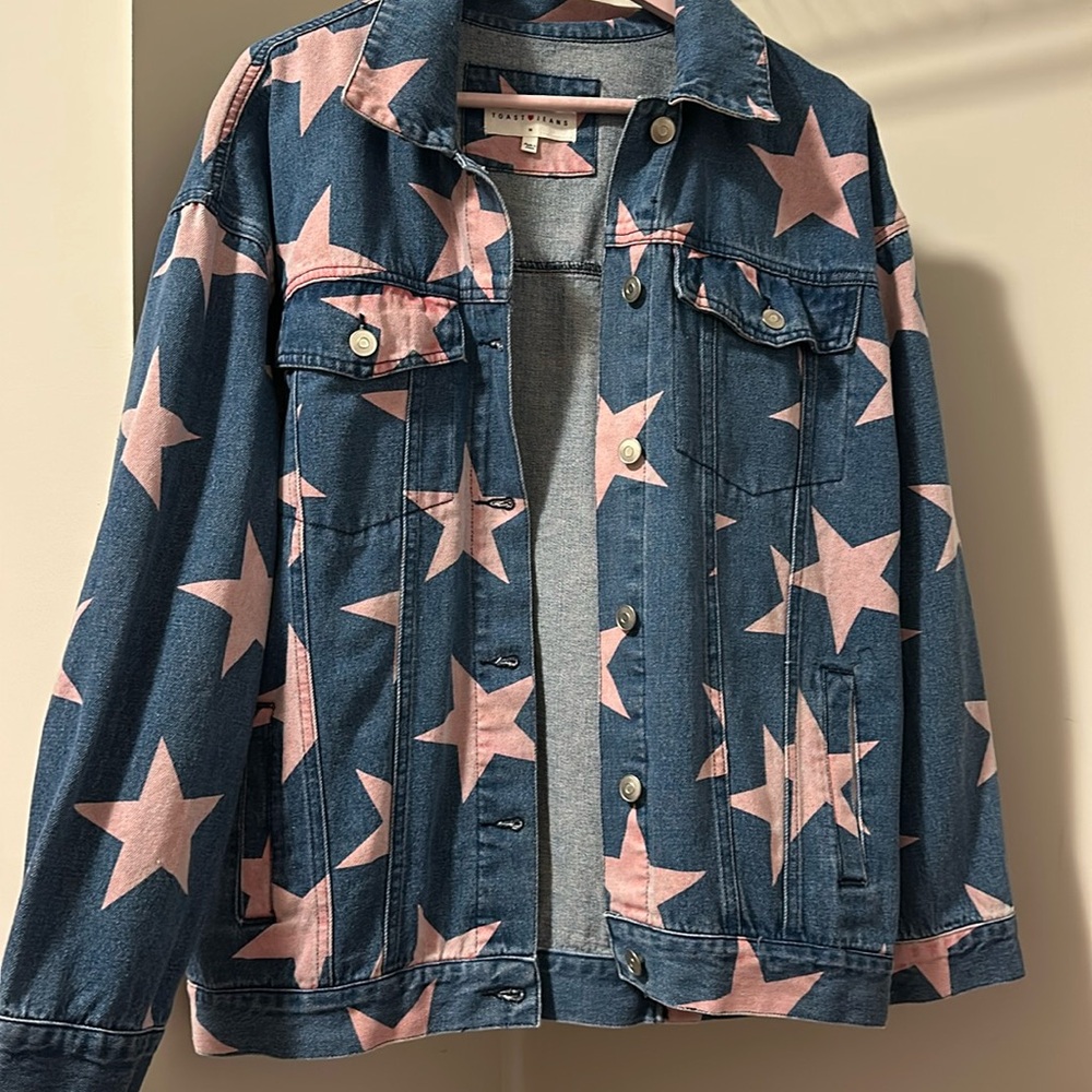 Wild Fable Blue and Pink Star Jean Jacket